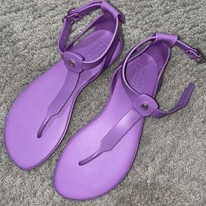 Hunter rubber purple sandals size UK 4 (US 6)